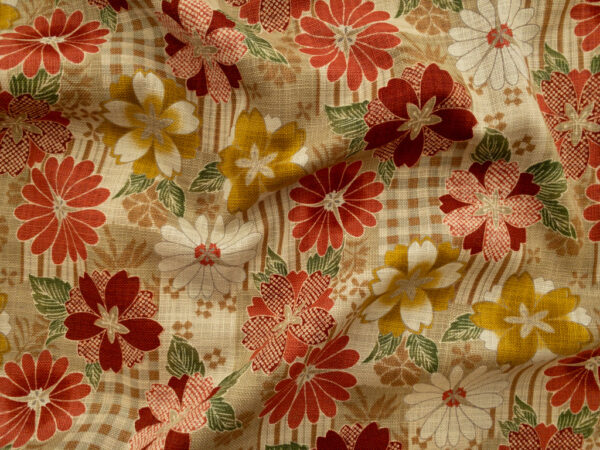 Japanese Cotton Dobby - Wagara Collage Floral - Natural