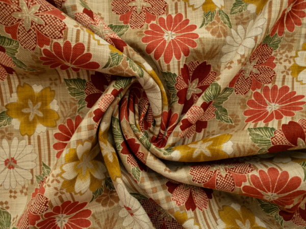 Japanese Cotton Dobby - Wagara Collage Floral - Natural