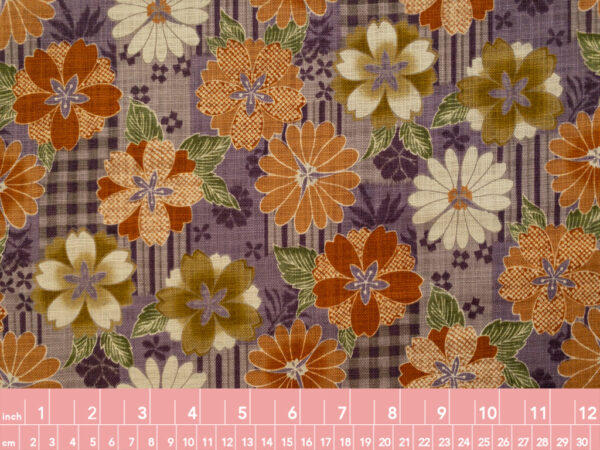 Japanese Cotton Dobby -  Wagara Collage Floral - Purple