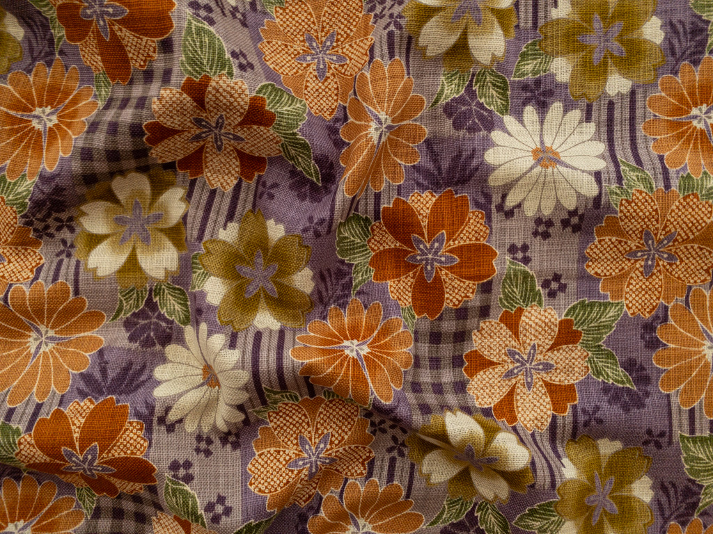 Japanese Cotton Dobby -  Wagara Collage Floral - Purple