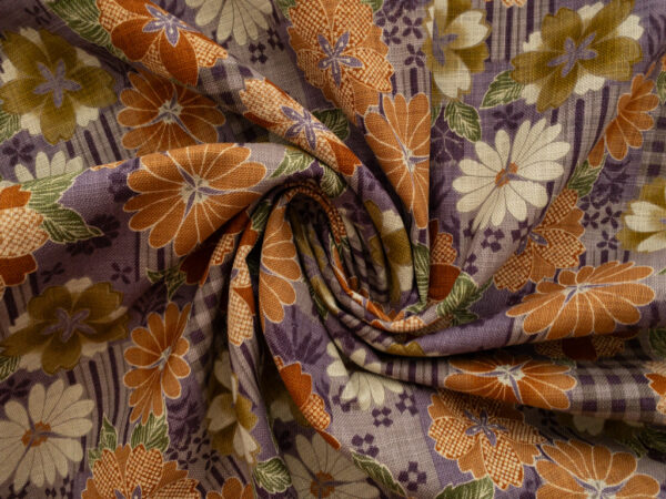 Japanese Cotton Dobby -  Wagara Collage Floral - Purple