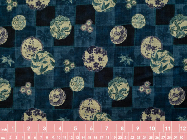 Japanese Cotton Dobby - Checks & Circles - Blue