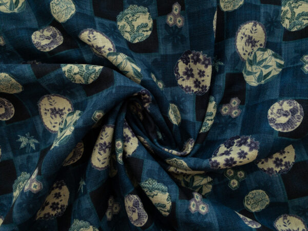 Japanese Cotton Dobby - Checks & Circles - Blue