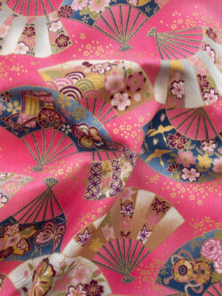 Japanese Cotton Sheeting - Fans - Metallic Pink