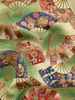 Japanese Cotton Sheeting - Fans - Metallic Green