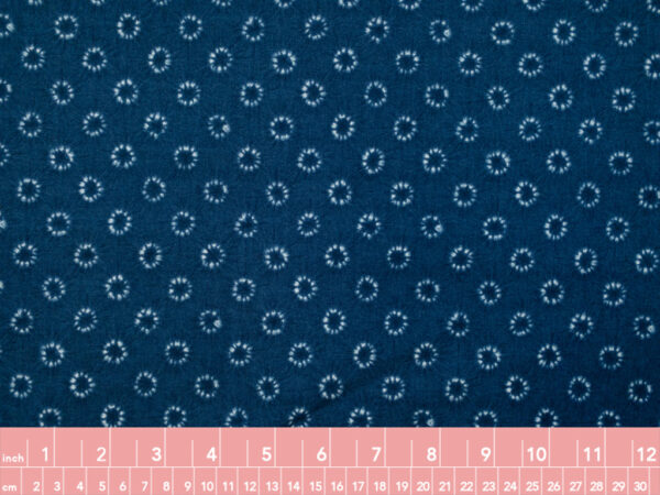 Japanese Cotton Sheeting - Shibori Circles - Medium Blue