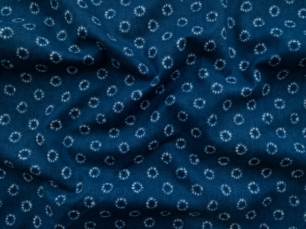 Japanese Cotton Sheeting - Shibori Circles - Medium Blue