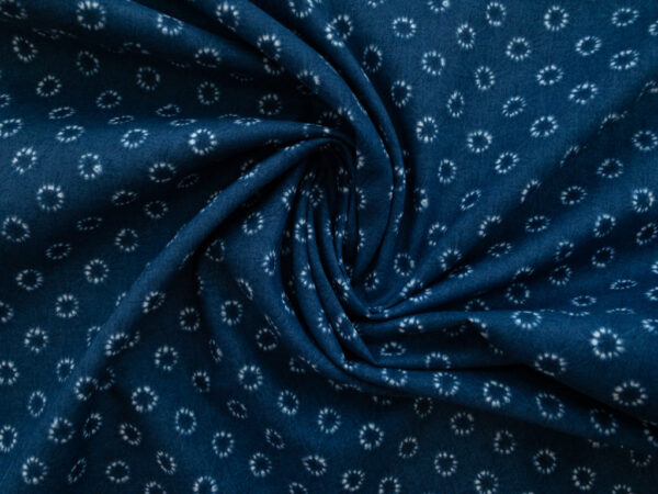 Japanese Cotton Sheeting - Shibori Circles - Medium Blue