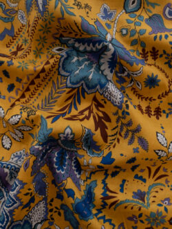 Japanese Cotton Lawn - Paisley Floral - Mustard