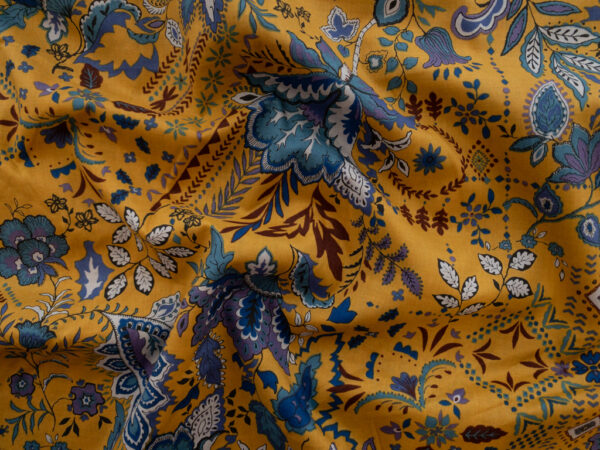 Japanese Cotton Lawn - Paisley Floral - Mustard