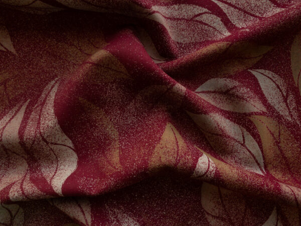 Lady McElroy - Wool Crepe - Mystical Leaves - Rouge