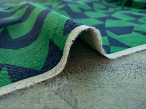 Japanese Linen/Cotton Canvas – Patch - Grass/Navy