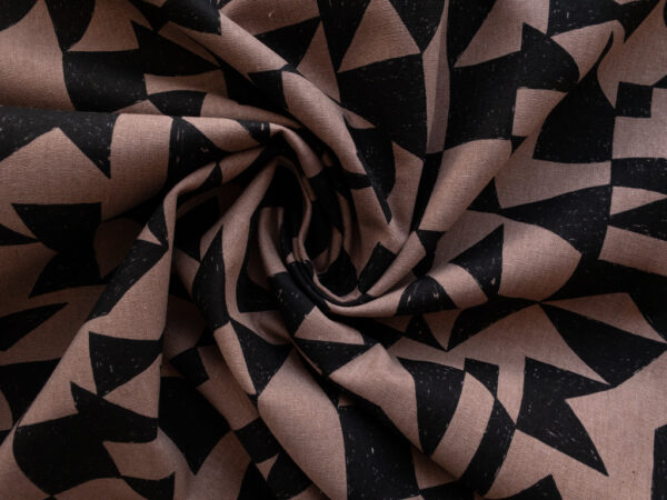Japanese Linen/Cotton Canvas – Patch - Taupe/Black