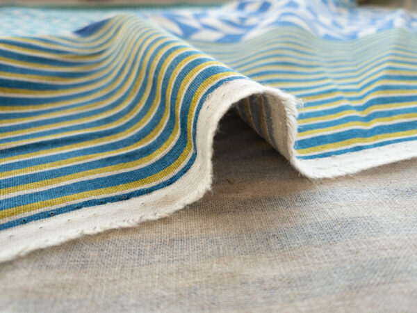 Japanese Linen/Cotton Canvas – Kikakika - Cobalt/Teal/Natural