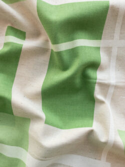 Japanese Cotton/Linen Sheeting – Geometric - Apple Green/Natural