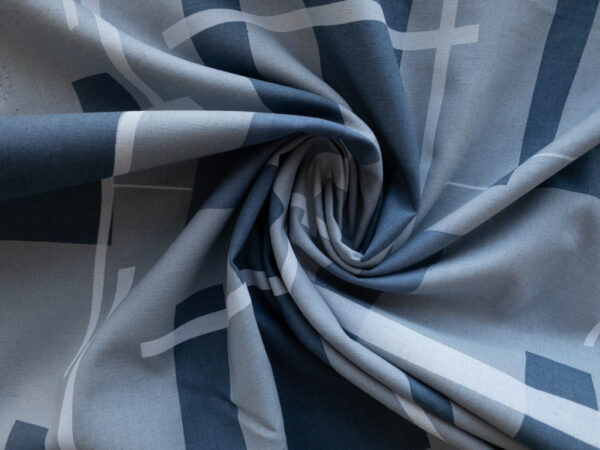 Japanese Cotton/Linen Sheeting – Geometric - Stone Blue