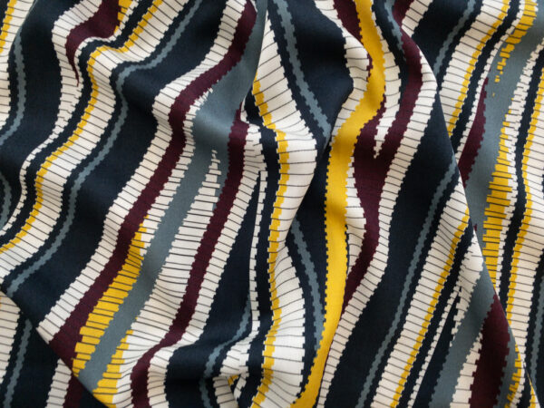 European Designer Deadstock - Viscose Challis - Wavy Stripe