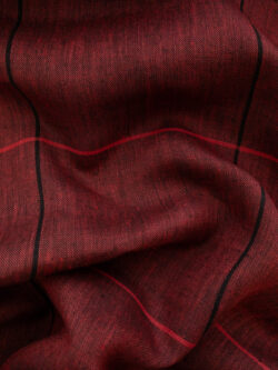 European Designer Deadstock – Yarn Dyed Linen - Red/Black Windowpane