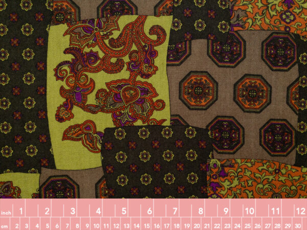 European Designer Deadstock - Wool Twill - Patchwork Paisley