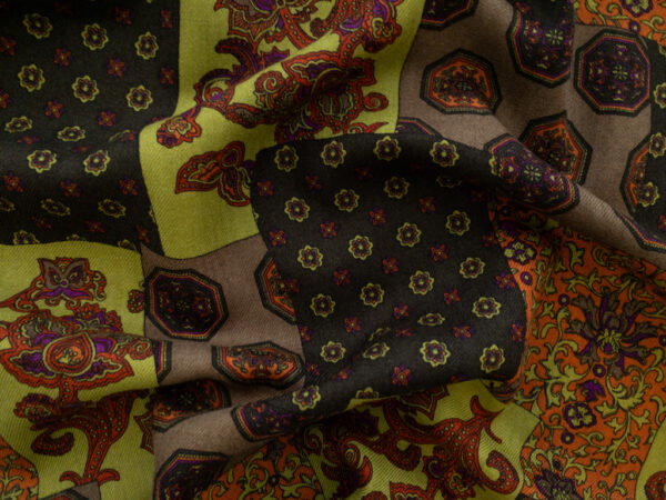 European Designer Deadstock - Wool Twill - Patchwork Paisley