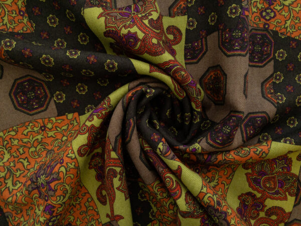 European Designer Deadstock - Wool Twill - Patchwork Paisley