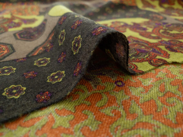 European Designer Deadstock - Wool Twill - Patchwork Paisley