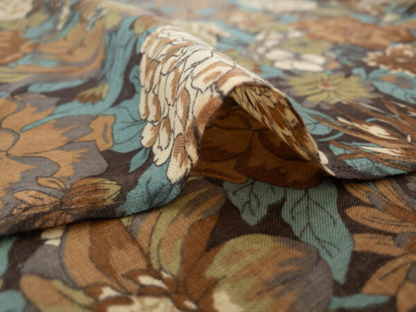 European Designer Deadstock - Wool Challis - Earth Tone Floral