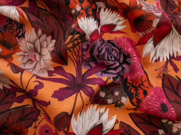 Lady McElroy - Ella Linen/Viscose - Floral Wilderness- Orange