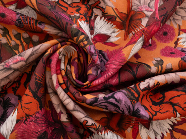 Lady McElroy - Ella Linen/Viscose - Floral Wilderness- Orange