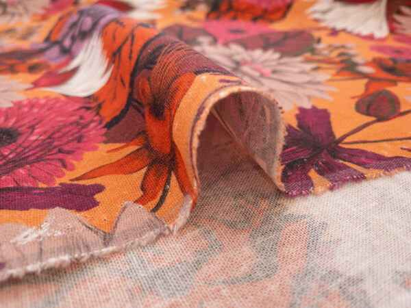 Lady McElroy - Ella Linen/Viscose - Floral Wilderness- Orange