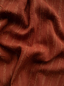 Designer Deadstock - Embroidered Cotton/Lurex Gauze - Rust/Gold