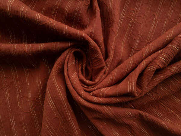 Designer Deadstock - Embroidered Cotton/Lurex Gauze - Rust/Gold