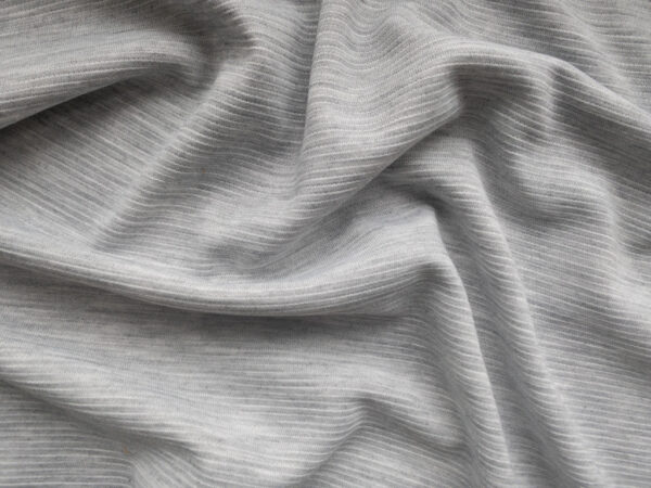 British Designer Deadstock - Polyester Ottoman Rib Knit - Grey Heather