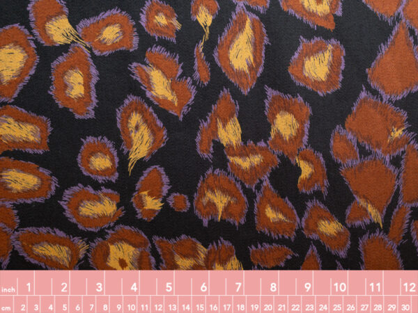 European Designer Deadstock - Wool Sateen - Animal Spots - Orange/Violet