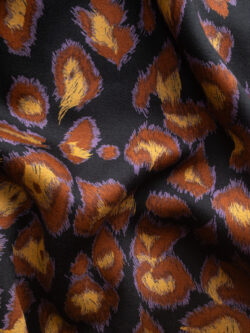 European Designer Deadstock - Wool Sateen - Animal Spots - Orange/Violet