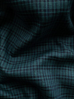 European Designer Deadstock - Linen/Viscose Yarn Dyed Plaid - Teal/Blue Plaid