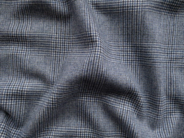 European Designer Deadstock – Wool Suiting - Plaid - Navy