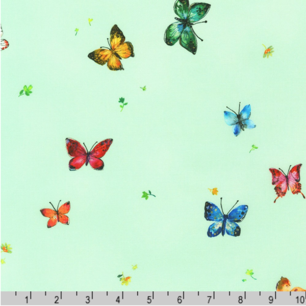 Quilting Cotton - Joyful Meadows - Butterfly Flutter - Mint