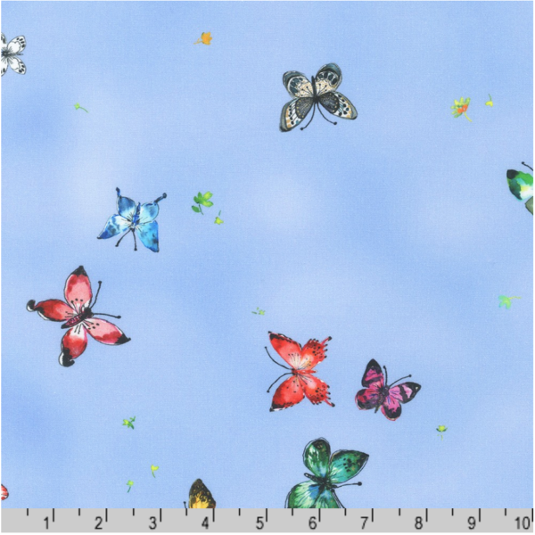 Quilting Cotton - Joyful Meadows - Butterfly Flutter - Periwinkle