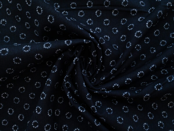 Japanese Cotton Sheeting - Shibori Circles - Dark Blue