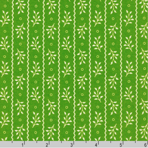 Quilting Cotton - Flowerhouse: Jubilee - Sprig Stripe -Green