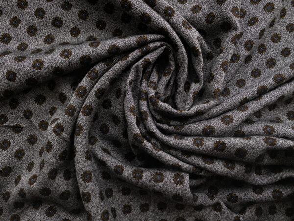 European Designer Deadstock - Viscose Crepe - Medallions - Charcoal