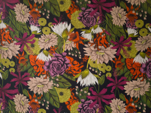 Lady McElroy - Ella Linen/Viscose - Floral Wilderness - Black