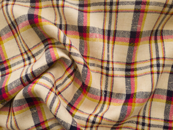 European Designer Deadstock – Yarn Dyed Wool/Linen - Rustic Plaid