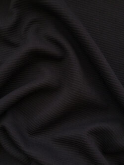 British Designer Deadstock - Polyester Ottoman Rib Knit - Black