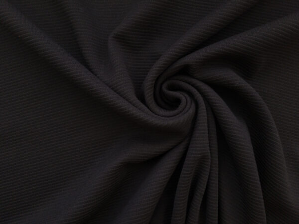 British Designer Deadstock - Polyester Ottoman Rib Knit - Black