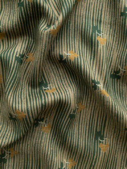 European Designer Deadstock - Viscose Lawn - Leaf Stripe - Fern Green