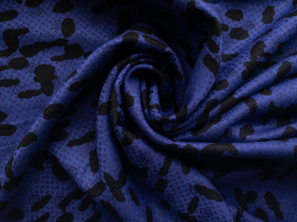 European Designer Deadstock - Printed Merino Wool Jacquard - Royal