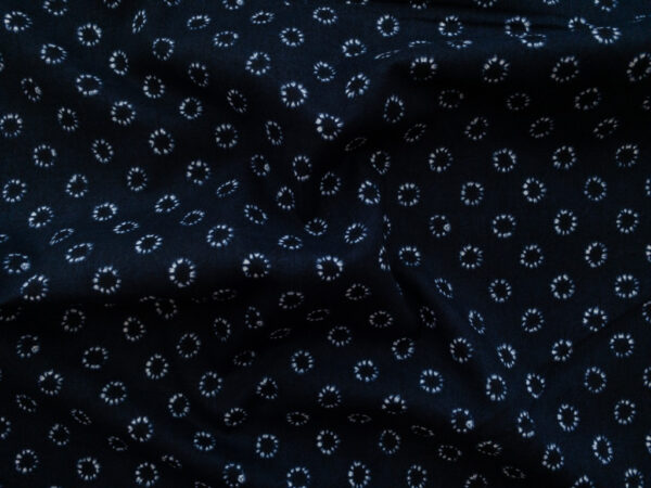 Japanese Cotton Sheeting - Shibori Circles - Dark Blue