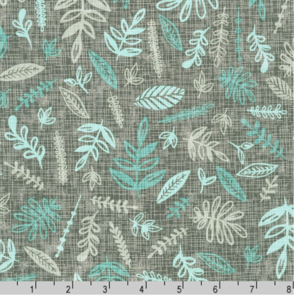 Quilting Cotton - Horizon - Tossed Leaves -Stone